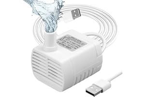 flintronic Pompa Fontanella per Gatti, 3W Pompa Dell'Acqua Per Animali Domestici, Pompe Per Acquario USB, Motorino Pompetta Acqua Presepe, 3.5-9V 1-3W (0.4-1.5m) 200L/H, Super Silenziosa