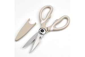 atopo Tijeras de Cocina, Tijeras Cocina Multifunción, Tijeras Cocina Profesionales Funda Protectora para Cuchilla, Acero Inoxidable Tijeras para Pollo, Carne, Verduras, Hierbas, Barbacoa (Caqui)