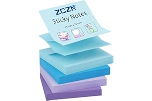 ‎ZCZN ZCZN Z-Notes Haftnotizen Sticky Selbstklebende Haftnotizzettel Klebezettel 4 Blöcke x 100 Blatt, 76 x 76 mm in 4 Farben (Hellblau, Blau, Hellviolett, Violett)