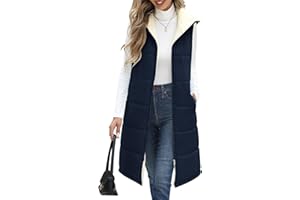 Yuson Girl Chaleco Mujer Chaqueta Invierno Largo Chalecos sin Mangas Vestir Moda Grueso Abrigos de Para Capucha Exteriores Acolchados Calentador Chaquetón con Cremallera