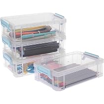 BTSKY 4er Set Transparente Stifteboxen Mit Bambusdeckel – Büro-Organizer Für Stifte, Marker & Kleinkram