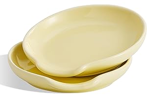 Swuut Ceramic Spoon Rest Set of 2,Spoon Holder for Spatula,Tongs,Gadgets,Coffee Spoon,Spoon Cradle for Stove Top,Kitchen Counter(Creamx2pcs)