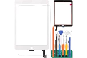 SRJTEK Ersatz-Bildschirm-Ersatz für iPad 6 Air 2 A1566 A1567 Touchscreen-Digitizer Glas Montagesets (kein LCD-Bildschirm) (weiß)