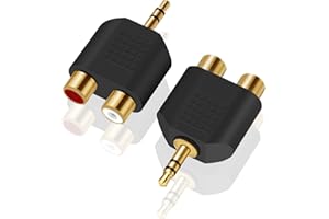 ANDTOBO 3,5 mm TRS na podwójny RCA F (2-pak), 3,5 mm stereo męski na podwójny RCA żeński adapter audio Breakout