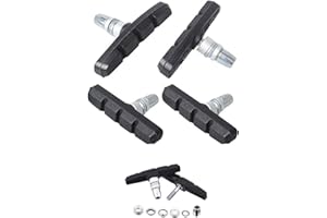 Cheeroyal 2 Pairs 70 mm V Bike Brake Pads with Hex Nuts and Spacers V Bicycle Brake Blocks Set Black