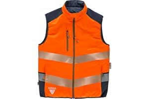 WORKTEAM CREATING STYLE AT WORK WORKTEAM Chaleco Acolchado Reversible Alta Visibilidad y Cintas Reflectantes Discontinuas. Chaleco Trabajo Multibolsillos. Unisex