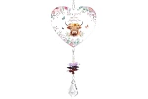 QBEJIME Highland Cow Gifts For Women, Crystal Suncatcher, “Just A Girl Who Loves”Highland Cow Ornaments, Scottish Gifts, For Cows Lover Christmas Birthday Party Graduation