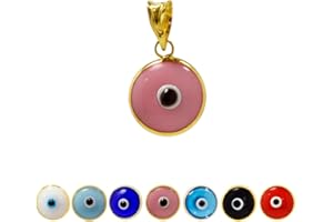 MIZZE Made for Luck Colgante de plata de ley 925 chapado en plata de ley 10 mm con encanto de mal de ojo - 9 colores disponibles