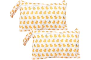 ZORVUJI 2 Pezzi Borsa Impermeabile per Pannolini Riutilizzabile Wet Bag per Asilo Viaggi Palestra Piscina Piccolo Stile Anatra Gialla