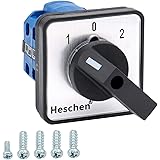 Heschen Universal Rotary Cam Selector Changeover Switch SZW26-20/D202.2 660V 20A ON-OFF-ON 3 Position 2 Phase 8 Terminals CE
