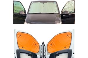 COVPROTEC Thermal Blinds Compatible With Renault Master (Second Generation) (Years 1997-2010) (Front Set) With Backing Colour in Flourescent Orange, Reversible