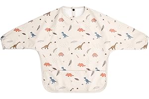 Xzeemo Bavaglino con Maniche, PU Bavaglino Impermeabile a Maniche Lunghe, Bavaglino Pappa Svezzamento, Bavaglino Grembiule per Bambini 6-36 mesi Unisex per Neonati Alimentazione per Gioco/Pittura