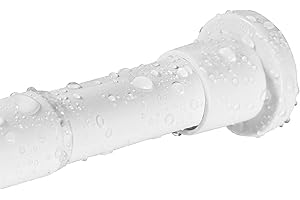 VIOREMOS White Shower Poles Extendable No Drill 76-194cm, Diameter 25mm Spring Tension Shower Curtain for Clothing Store,Dressing Room,Bathroom