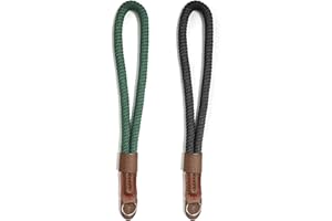 CQQNIU 2 paski na rękę asystent aparatu, przenośna smycz nylonowa, regulowany pasek do aparatu Canon, Sony Fujifilm Olympus Leica itd. (czarno-zielony)