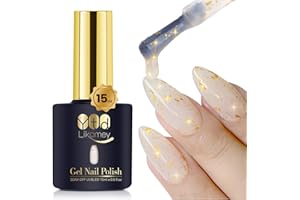 YTD Likomey Smalto Semipermanente per Unghie in gel,15ml Lamina d'oro Nudo Bianco Latte Traslucido Gelatina di Cristallo Naturale Smalti Semipermanenti Gel…,LS10