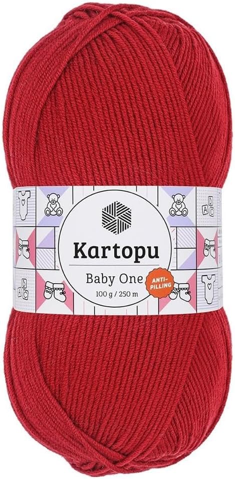 Kartopu Baby One El Örgü İpi Bebe Yünü K125 Koyu Kırmızı