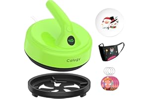 Calogy Transfer Press Mini macchina per pressatura a caldo, macchina plotter Temperatura max 210℃ Diametro 16,7 cm Piccola pressa da stiro per magliette, vestiti per animali domestici (Verde)