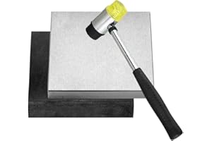 Oudtinz Steel and Rubber Block 2 Pcs Work Bench Blocks Stamping Block for Hammering, Shaping, Chasing, Flattening Metals (10CM x 10CM)
