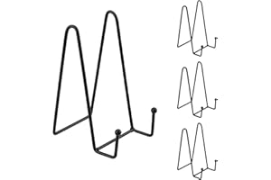 Atliberswo 4 uchwyty na zdjęcia, stojaki na książki, stojak na talerze, 15,5 cm, nadają się do ramek na zdjęcia, talerzy, książek i zdjęć, metalowe ramy, wysokość 15,5 cm (czarne)