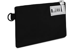 ORIA Money Bag with Combination Lock, 8.3 x 5.3 Inches Durable Nylon Locking Bank Bag Coin Purse, Safe Storage Pouch for Travel, Cash, Jewelry, Passports, Credit Cards (Black)