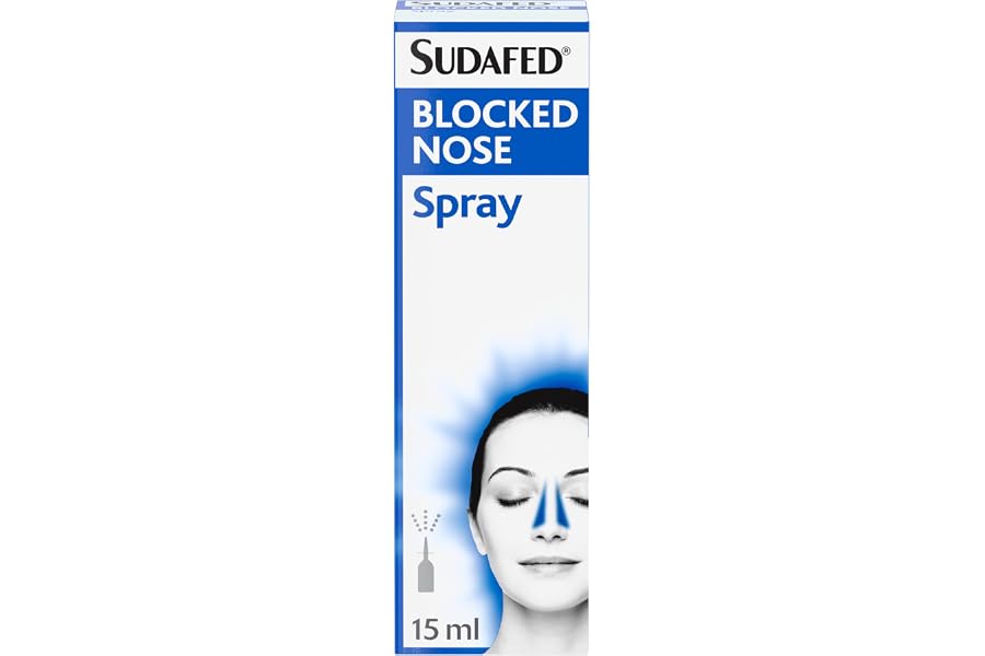 Sudafed Blocked Nose Spray (1 x 15ml), Relief from Congestion Caused by Cold and Allergies, Nasal Spray Provides Congestion R