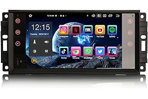 Erisin 7 Zoll 4GB+64GB Android 13 Autoradio mit GPS Navi Für Jeep Wrangler Compass Chrysler 300c Sebring Dodge RAM 1500 Challenger Bluetooth 5.0 Wireless Carplay Android Auto WiFi DAB+ USB RDS