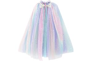 PHOGARY Mantello Principessa Bambina, Mantello Colorato Della Principessa Accessorio Accessorio Scialle Cape Ragazze da Carnevale Principessa Cosplay Costume Travestimento Compleanno Halloween Feste (70cm)