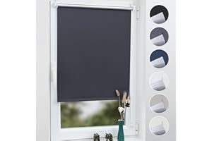 Grandekor Verdunklungsrollo ohne Bohren Dunkelgrau 75x140cm, Verdunklungsrollo Thermorollo Klemmrollo Fensterrollo verdunkelung