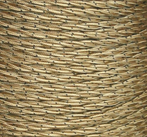 Textilkabel Stoffkabel Gold mit Punkten , 3-adrig verseilt