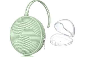 Smlpuame Dummy Holder Case Set,BPA Free Silicone Pacifier Holder Pod with 1 Transparent Dummy Storage Box,Portable Soother Pods for Baby Nappy Changing Bag Stroller,Travel,Home,Easy to Clean(Mint)