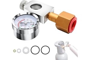 SYULCR Quick Connect co2 Adapter für Soda-stream, Adapter für co2 Flasche mit 3500psi Manometer, Gewindegröße W21.8-14, Kompatibel mit Soda-Stream Duo/Art, Terra Quick usw. CO2-Flasche (Silber)