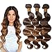 Produktbild morningsilkwig Grade 6 A Tissage Schokolade brun-fraise Blonde-crepus Brasilianische Haar Jungfrauen Body Wave Menschenhaar Weave 50 Gramm P. Bundle