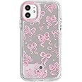 NITITOP Compatible with iPhone 11 Case Cute Mirror Bow Love Heart Pattern for Women Girls Ribbon Design Shockproof Silver Protective Phone Cover - Pink Bow