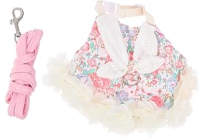 POPETPOP Harnais Lapin Vêtements Décoratifs pour Lapin Kit Laisse et Costume pour Animaux de Compagnie Vêtement Chaton Tissu Été Facile à Mettre Occasions Spéciales Prise de Photos