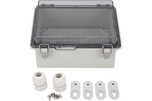 Agatige Junction Box, IP67 Waterproof Electrical Enclosure, ABS Plastic Hinged Shell Project Box with Waterproof Connector, Mounting Bracket, Screw for Indoors and Outdoors, 8.7 X 6.7 X 4.3in
