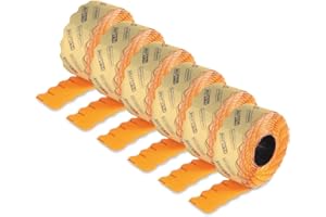 FLOJIM 6 Rollos de 1500 Etiquetas Marcaje P.V.P. Naranja 26 x 12 mm
