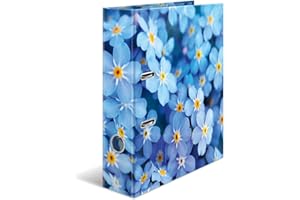 HERMA Folder A4 Blue Flowers, 7 cm Wide, Children's Ring Binder with Plants Motif, Colourful Lever Arch File with Inner Print for Boys and Girls