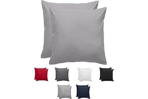 Komfortec Kissenbezug 40x40 2er Set - 100% Mikrofaser, Weich & Atmungsaktiv, mit Reißverschluss - Kopfkissenbezug - Waschbar & Pflegeleicht - Grau