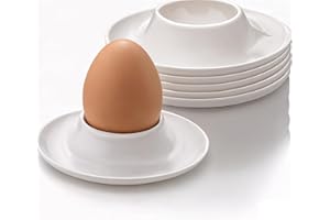 FloraVigo Lot de 6 plateaux à œufs en plastique incassables, porte-œufs blancs, coquetiers sains de qualité alimentaire, articles de cuisine, cadeaux de vaisselle pour enfants et camping