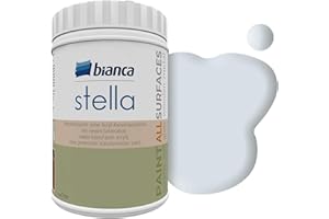 Bianca Stella Vernice per mobili premium senza carteggiatura per cucina e bagno, Grigio ghiaccio, Lucido, 1000ml, a base acquosa, vernice acrilica per tutte le superfici, legno, piastrelle, metallo