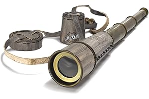 ANTIQUE VIBES Vintage Brass Telescope with 10X Lens Optics Magnification Nautical Sailor Spyglass Pirate Steampunk Retro Gifts For Men, Educational Gifts for Son, Camping Overlanding Tool