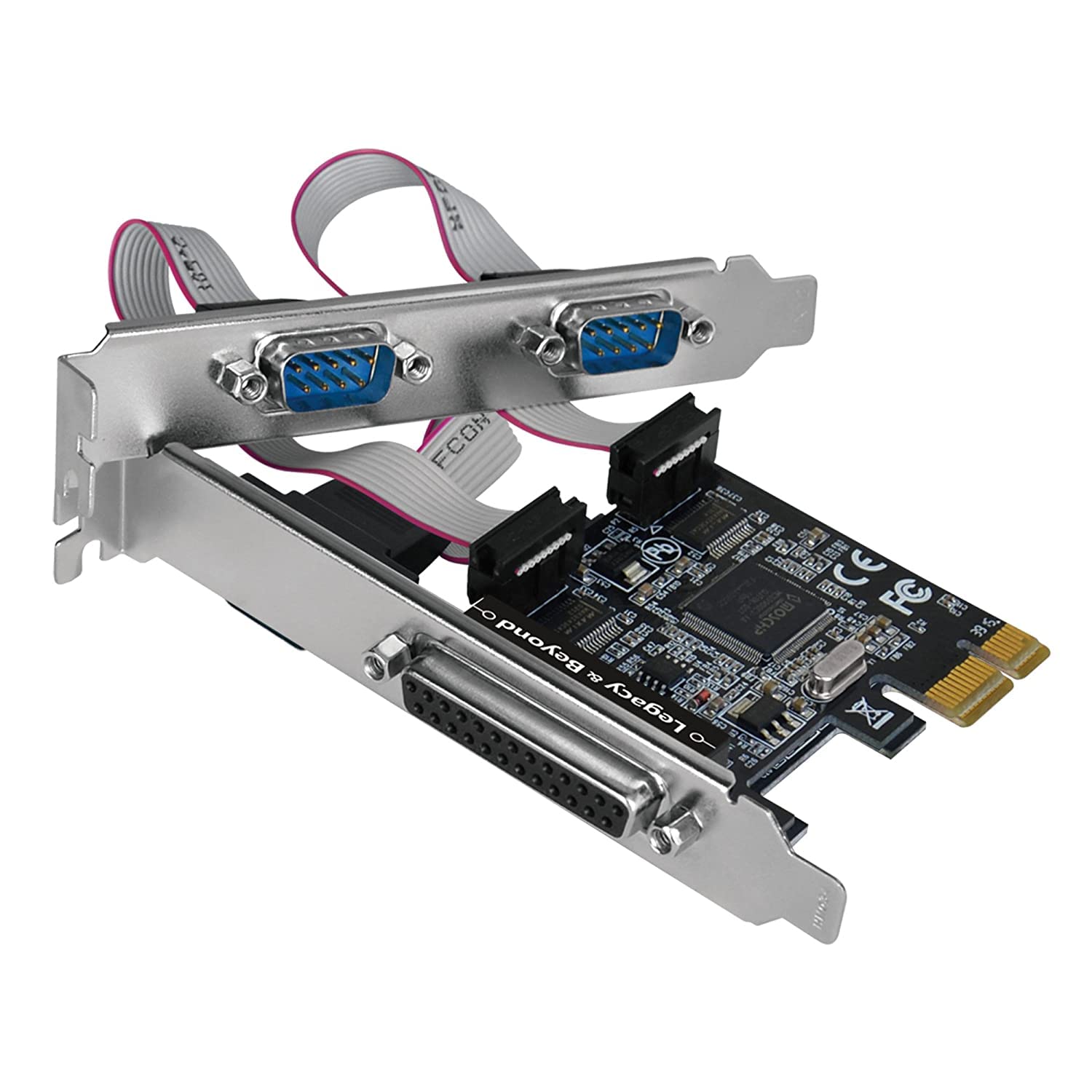 PremiumAV Legacy and Beyond Dual-Serial (2 Port) Plus Single (1) Parallel Port PCI Express Card Compatible with 16C550 UART