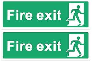 Rubigo – 1/2/4/6 Pack Fire Exit Sign - No Arrow – Safety Signs - 30x10cm Self Adhesive Vinyl Sticker, Easy Application Fire Door Emergency Exit Signage (2)