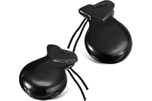 FYOBOT 1 Par de CastañUelas EspañOlas CastañUelas Flamencas con Cuerda CastañUelas de PercusióN Manual de Madera Tradicional (Negro)