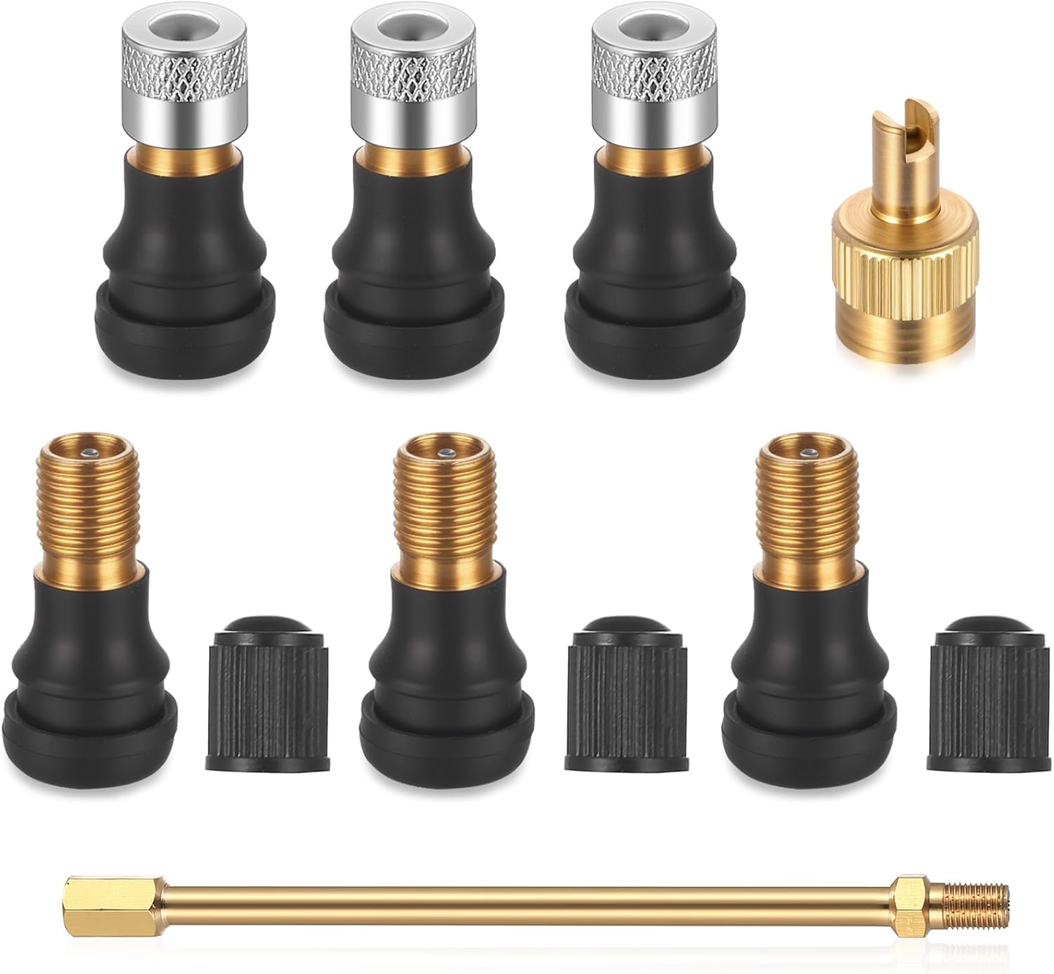 zrfgbxim 7 Pcs Válvulas Tubeless para Patinete Eléctrico, Adaptador Inflador Válvulas, Adaptador de Extensión de Válvula de Neumático para Patinete eléctrico Accesorios