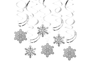 DERAYEE 20 Pieces Snowflake Swirls Hanging Ceiling Decorations Cutout Decorations Party Supplies For Santa Party Xmas Accessories
