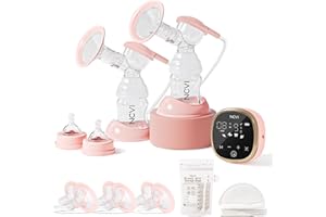NCVI Double Electric Breast Pump 8782, Portable Anti-Backflow, with 4 Size Flanges, 4 Modes & 9 Levels, LED Display, 10 Breastmilk Storage Bags, Ultra-Quiet and Pain Free Breast Pumps
