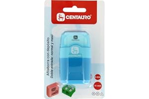 Centauro - Aiguisoir avec double entrée : normal et maximal, diamètres : 8 et 11 mm, parfait pour crayons ronds, hexagonaux et triangulaires. Couleurs aléatoires