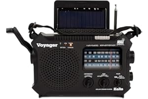Kaito KA500L 4-Way Powered Emergency AM/FM/SW NOAA Weather Alert Radio Solar, Dynamo Crank, Flashlight Reading Lamp Larger Battery Solar Panel, Black