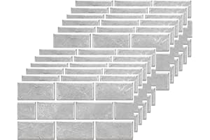 HLWDXNO1 Grey Brick Tile Stickers for Bathroom Kitchen Waterproof Vinyl Stick on Tiles Backsplash Self Adhesives Wall Tile Transfers Peel and Stick Tile Decals for Living Room - 30x15cm (12 Sheets)